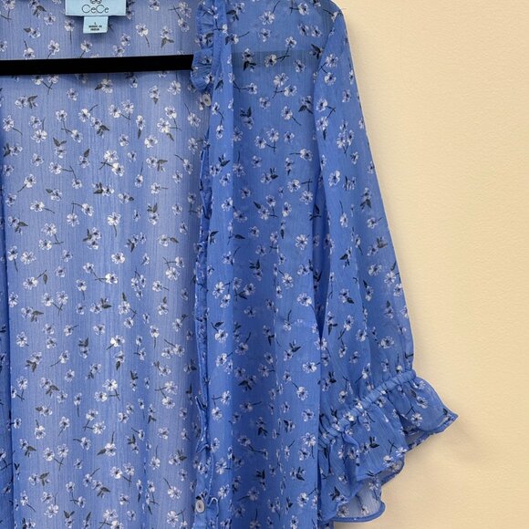 CeCe – Blue Floral Blouse with Matching Tank | Size L - Picture 5 of 11